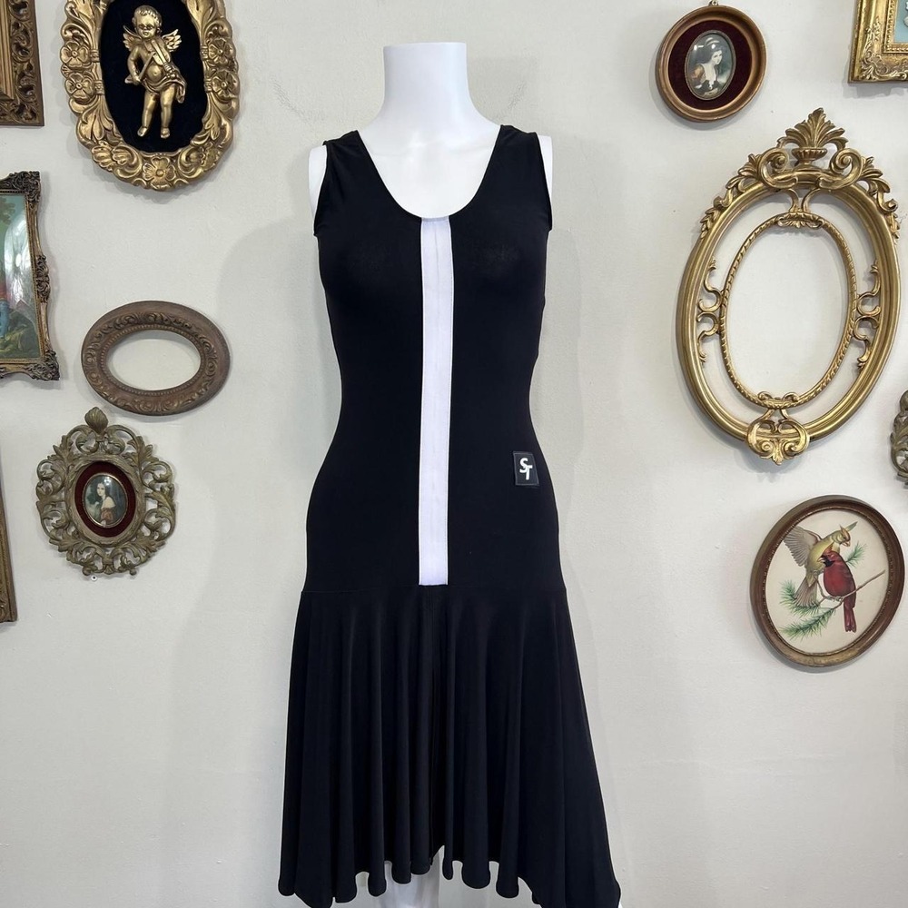 Something to Hold Women's S Black Stripe Athletic Flounce Dress